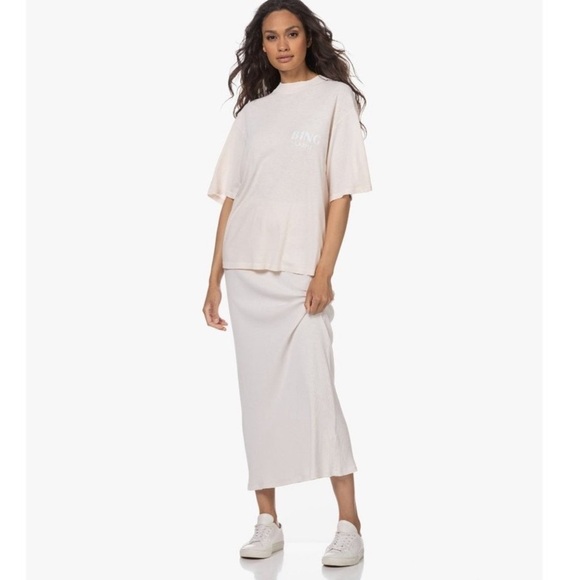 Anine Bing Top Wes Tee Oversized LA 2012 Organic Cotton Street Designer Pink L - Picture 1 of 12